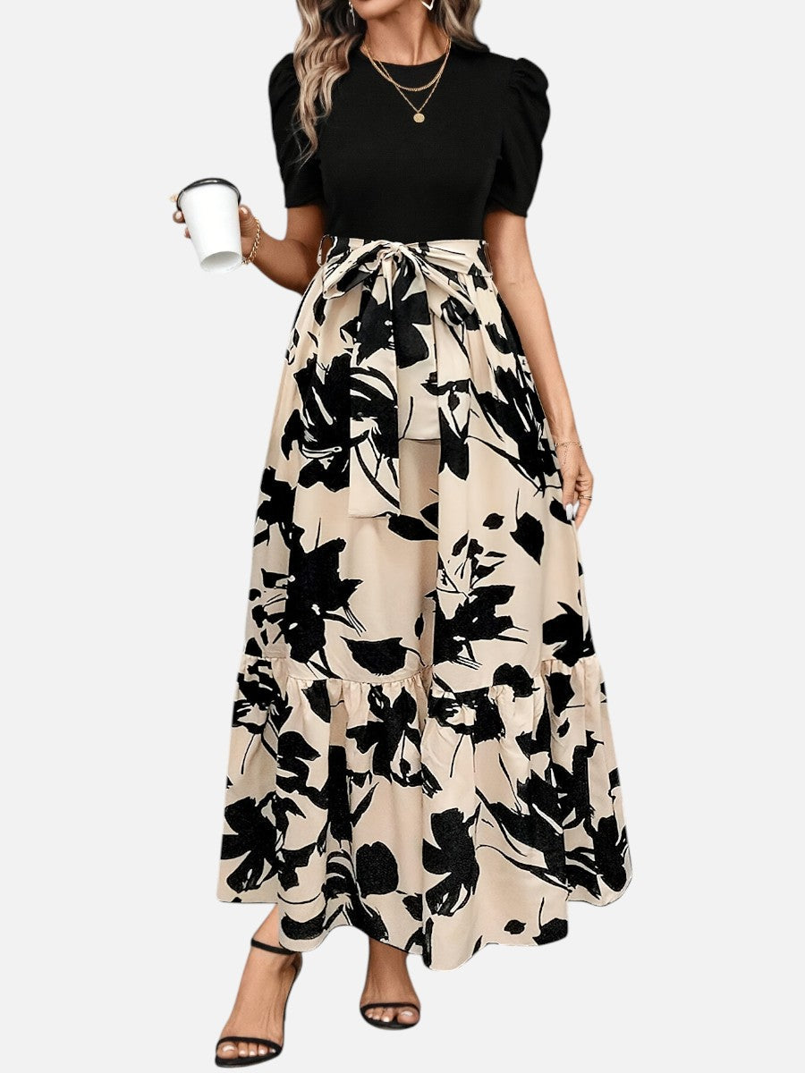 Women's Floral Puff Sleeve Midi Dress