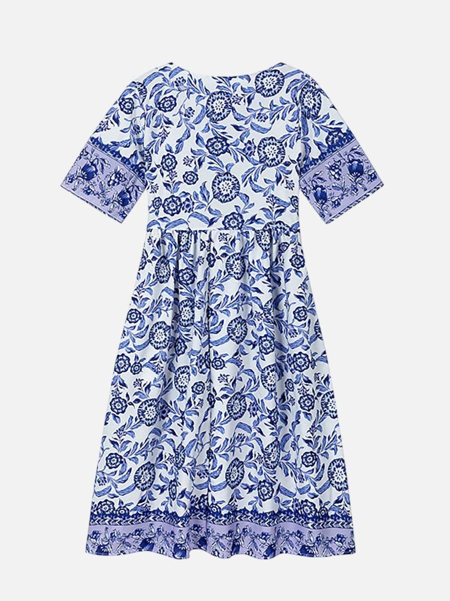 Women's Floral V-Neck Midi Dress