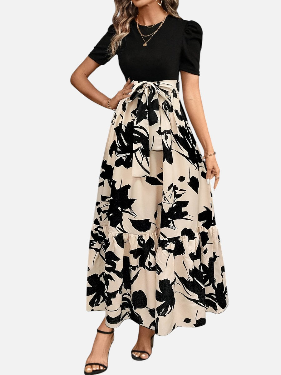 Women's Floral Puff Sleeve Midi Dress