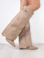 Suede Fold-Over Boots