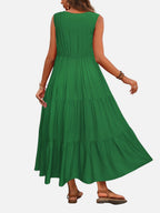 Tiered V-Neck Maxi Dress