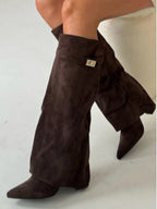 Suede Fold-Over Boots