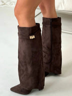 Suede Fold-Over Boots