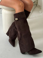 Suede Fold-Over Boots