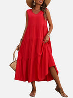 Tiered V-Neck Maxi Dress