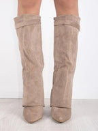 Suede Fold-Over Boots