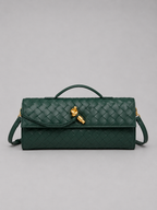 Woven Leather Look Clutch Bag