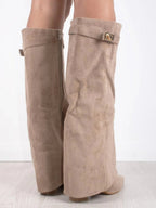 Suede Fold-Over Boots