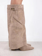 Suede Fold-Over Boots