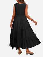 Tiered V-Neck Maxi Dress
