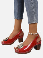 Glossy Strap Heels