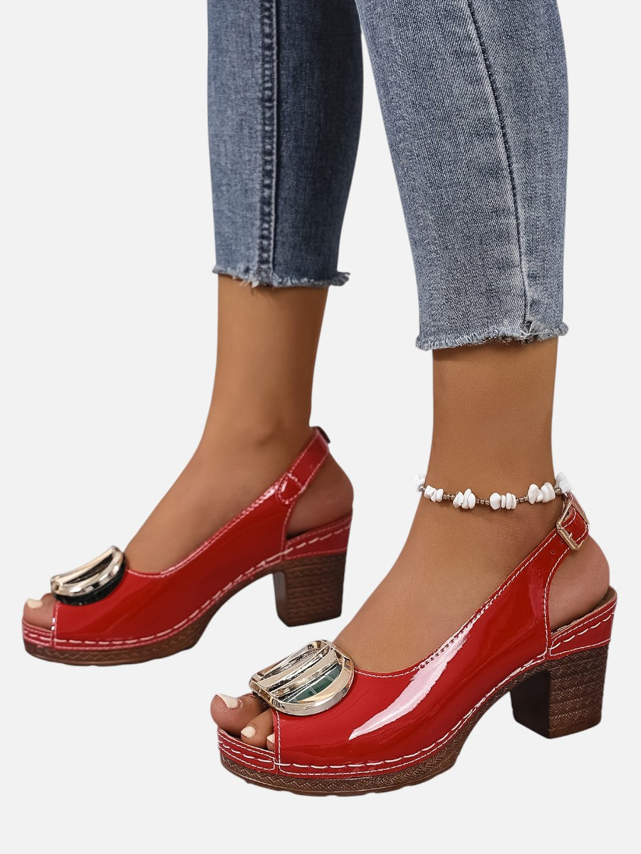 Women's Glossy Strap Heels