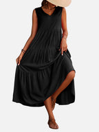 Tiered V-Neck Maxi Dress