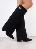 Suede Fold-Over Boots