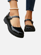 Leather Look Mary Jane Loafers