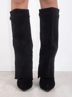 Suede Fold-Over Boots