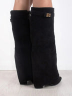Suede Fold-Over Boots