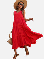 Tiered V-Neck Maxi Dress