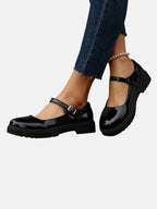 Leather Look Mary Jane Loafers