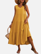 Tiered V-Neck Maxi Dress