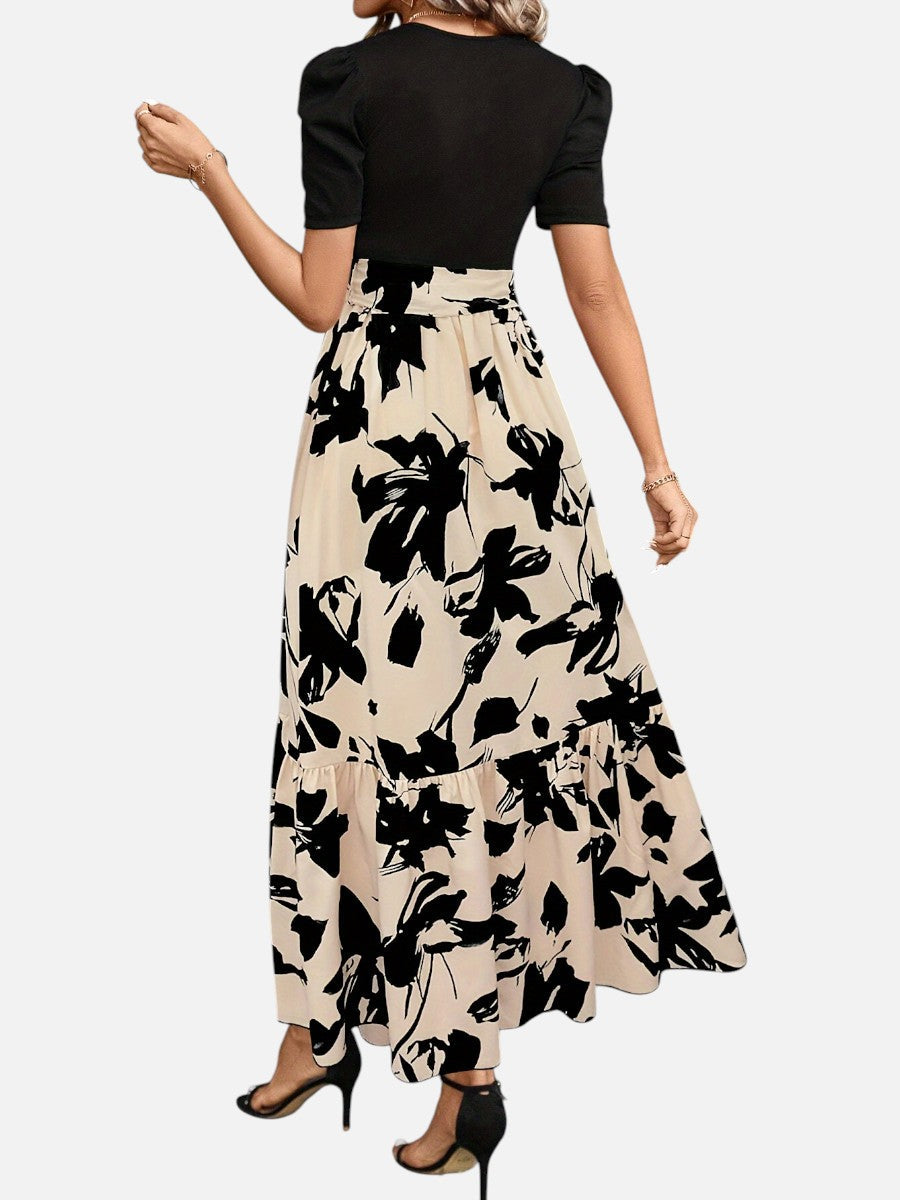 Women's Floral Puff Sleeve Midi Dress