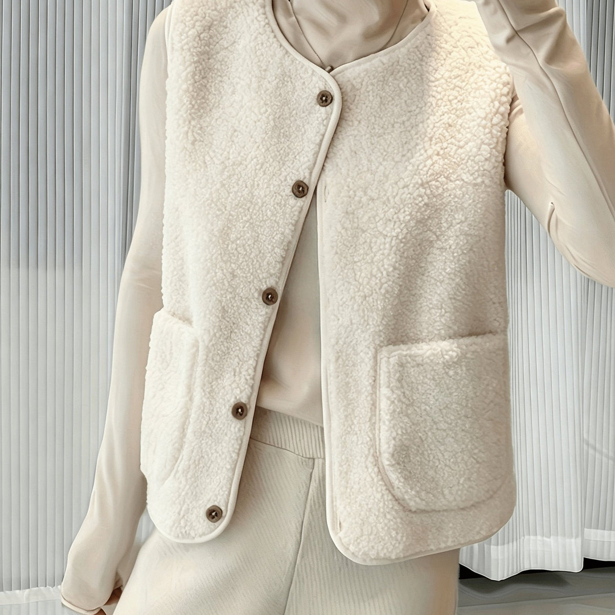 Gilet Borg Teddy Button Front