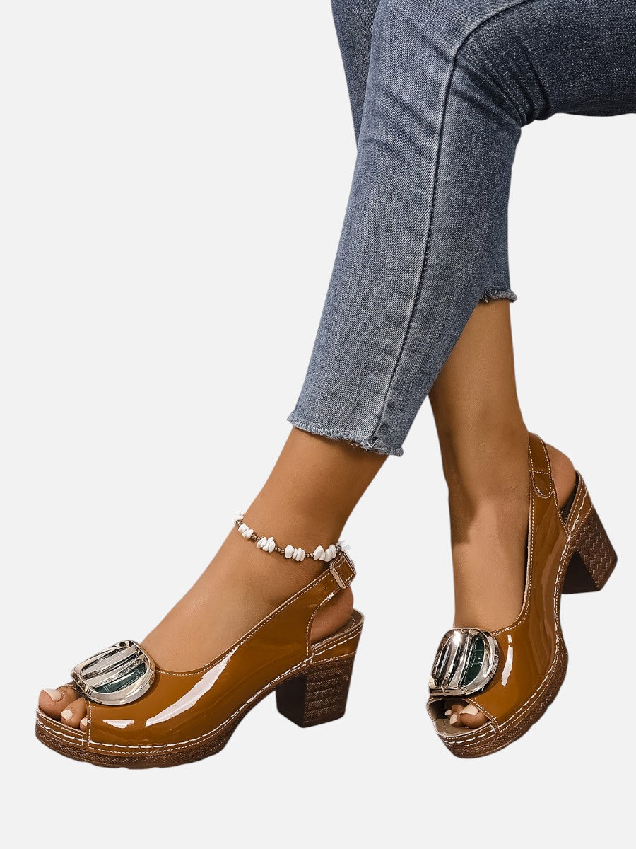 Women's Glossy Strap Heels