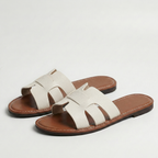 Leather Look Slide Sandals