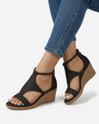 Leather Look Wedge Sandals