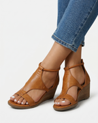 Leather Look Wedge Sandals