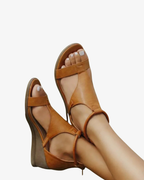 Leather Look Wedge Sandals