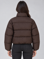 Cropped Puffer Jacket – High Neck Full Zip Padded Coat