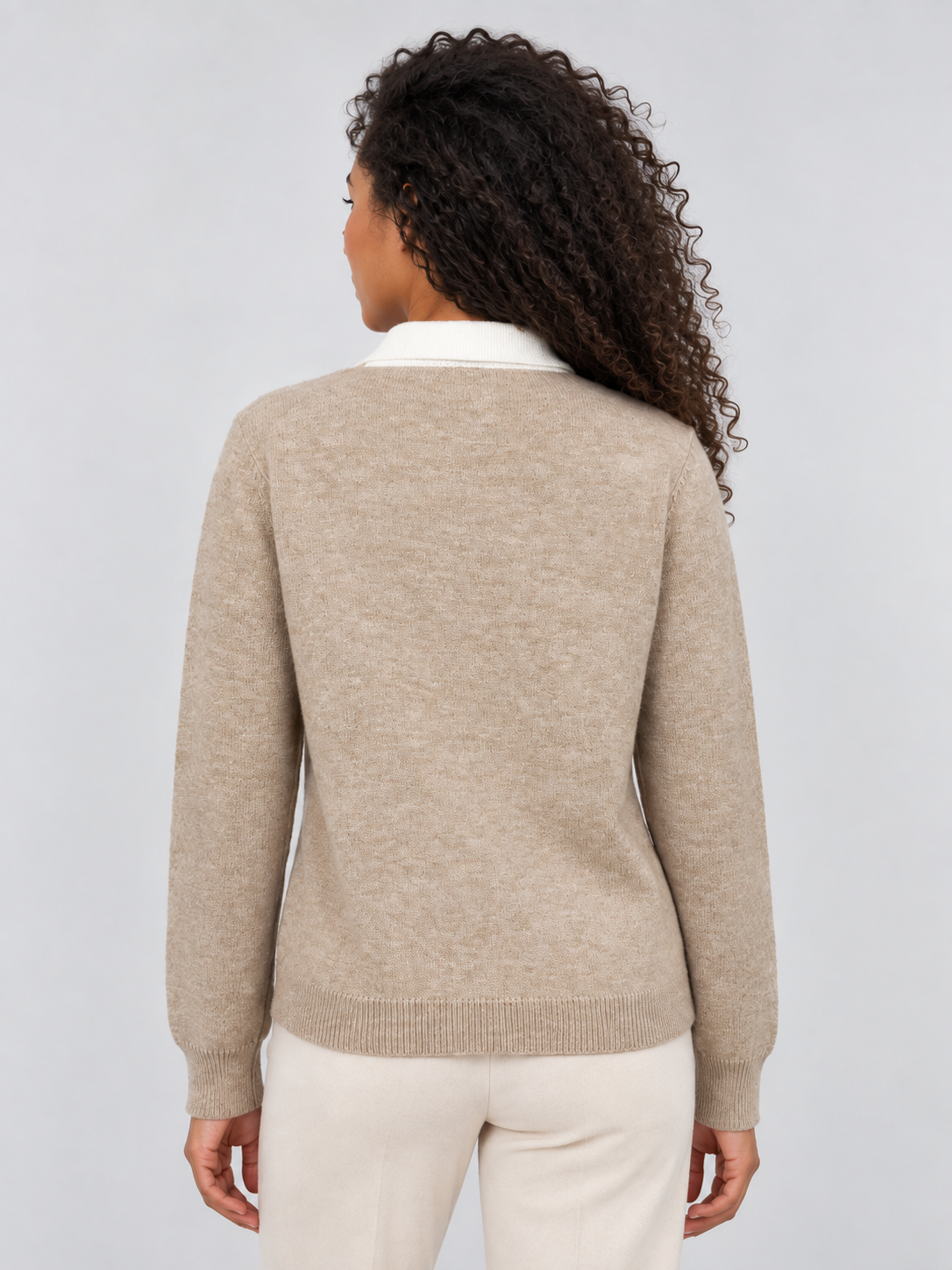 Argyle Collared Jumper – Button Neck Long Sleeve Knit Sweater
