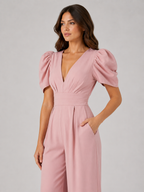 Puff Sleeve Wide Leg Jumpsuit