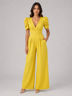 Puff Sleeve Wide Leg Jumpsuit