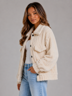 Plush Teddy Jacket – Button-Up Collared Fleece Cardigan