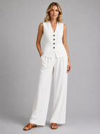 Sleeveless Waistcoat & Wide-Leg Trousers Set