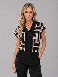 Women's Geometric V-Neck Blouse
