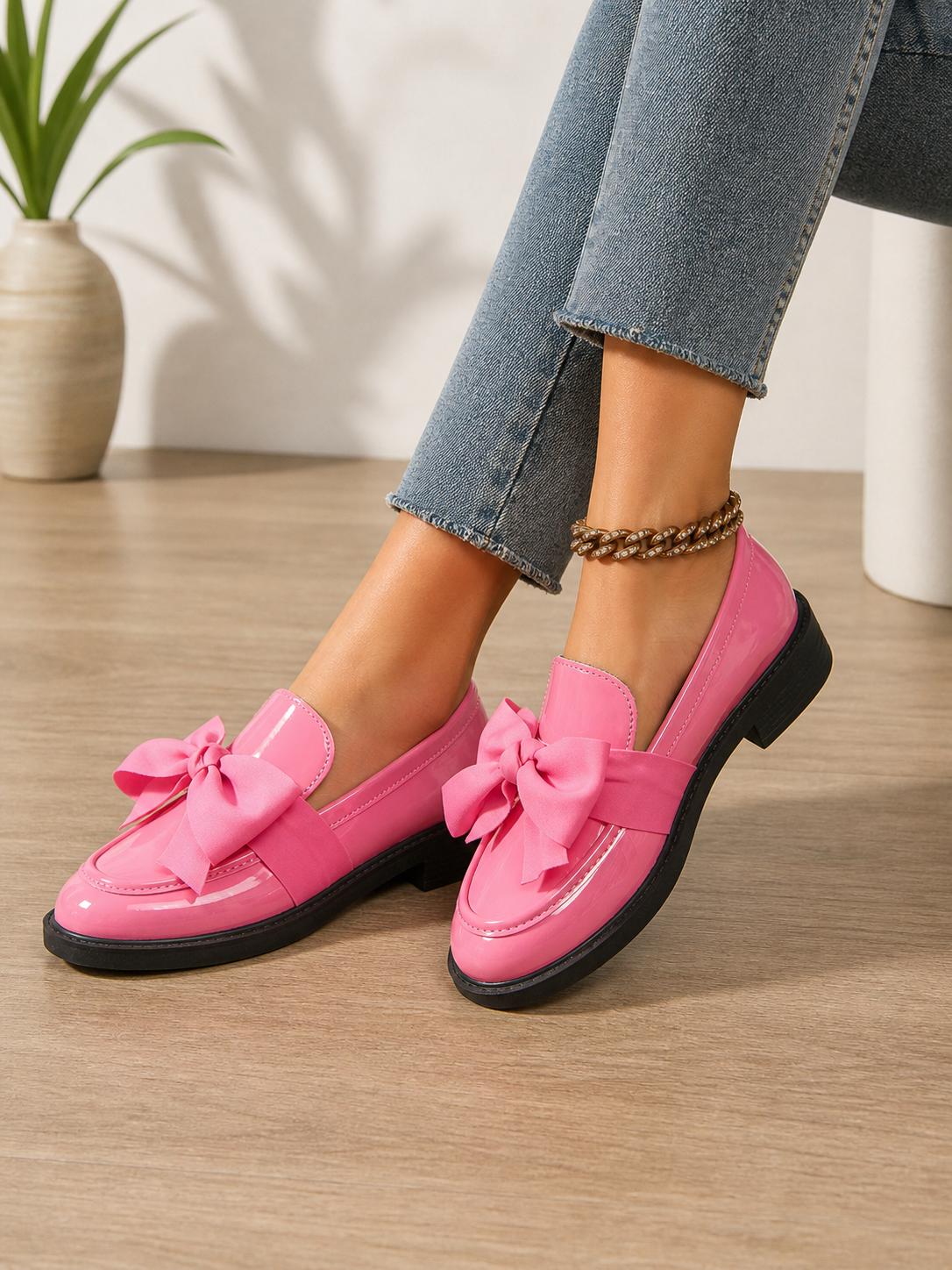 Women's Bow Leather Loafers