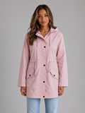Hooded Waterproof Parka Jacket – Drawstring Waist Rain Coat