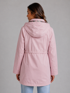 Hooded Waterproof Parka Jacket – Drawstring Waist Rain Coat
