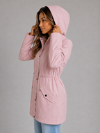 Hooded Waterproof Parka Jacket – Drawstring Waist Rain Coat