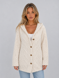 Hooded Teddy Fleece Cardigan – Soft Plush Button Jacket