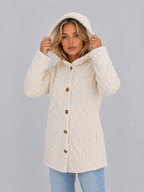 Hooded Teddy Fleece Cardigan – Soft Plush Button Jacket