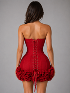 Strapless Floral Corset Mini Dress