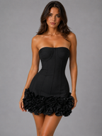 Strapless Floral Corset Mini Dress
