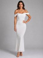 Off-Shoulder Ruched Maxi Dress