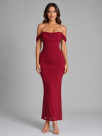 Off-Shoulder Ruched Maxi Dress