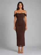 Off-Shoulder Ruched Maxi Dress