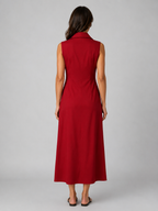 Sleeveless Maxi Shirt Dress with Pockets